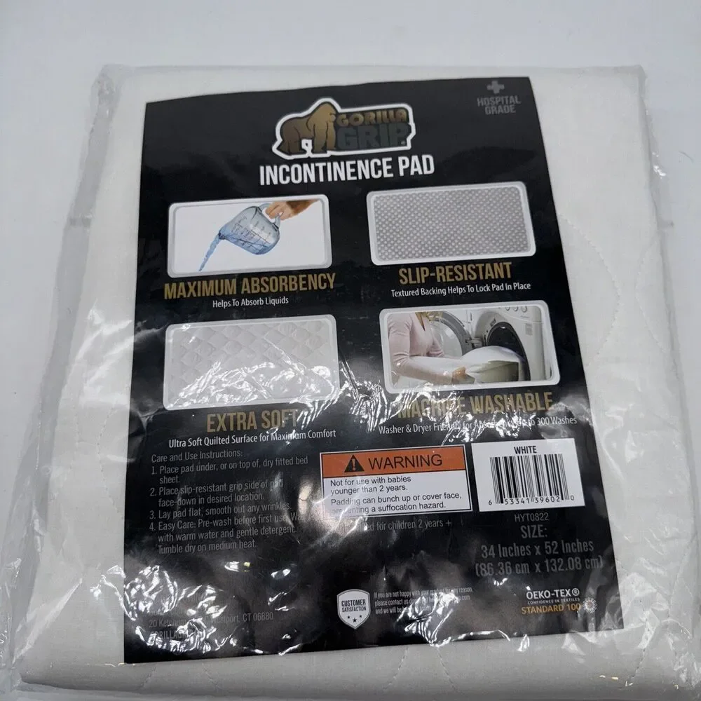 Gorilla Grip Maximum Absorbency Incontinence Pad Machine Washable Slip-Resistant